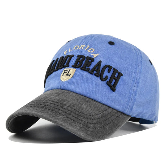 Miami Beach Florida Vintage Washed Baseball Cap