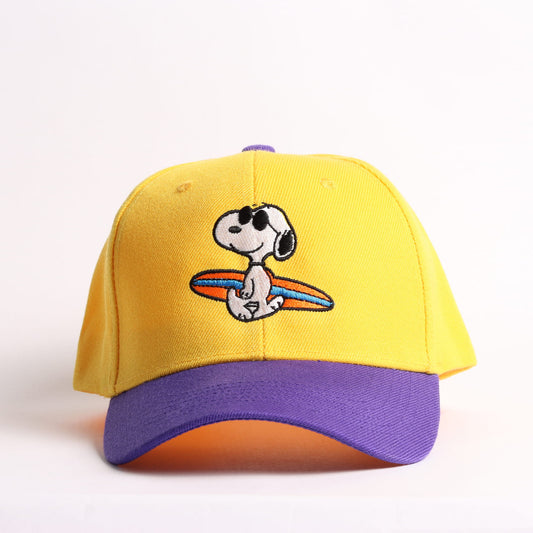 Snoopy Surfer Embroidered Snapback – Yellow/Purple