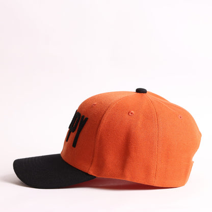 Happy Orange & Black Embroidered Cap – Adjustable Baseball Hat Lebanon | Streetwear Caps Beirut