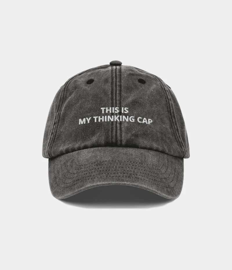 This Is My Thinking Cap Funny Dad Hat - Vintage Washed Charcoal Baseball Cap Lebanon