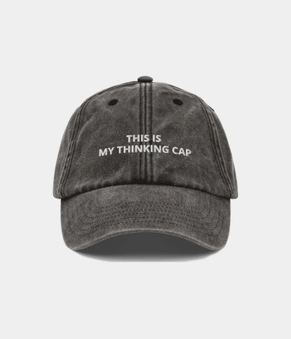 This Is My Thinking Cap Funny Dad Hat - Vintage Washed Charcoal Baseball Cap Lebanon