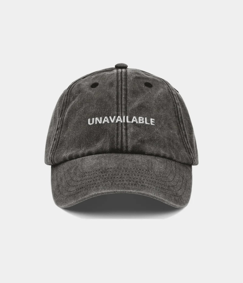 Unavailable Distressed Dad Hat - Vintage Washed Black Slogan Cap Lebanon