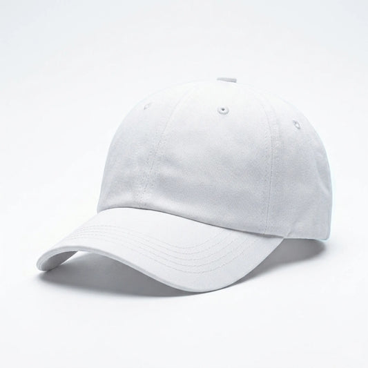 Classic Solid Color Cotton Baseball Cap - Adjustable Dad Hat (Black & White)