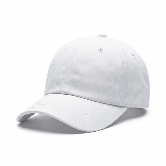 Classic Solid Color Cotton Baseball Cap - Adjustable Dad Hat (Black & White)