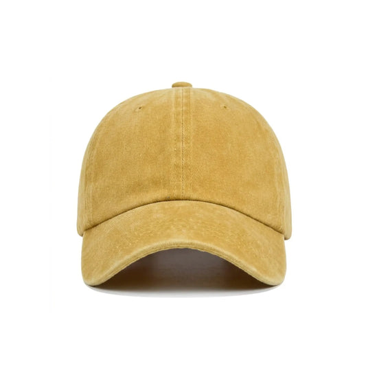 Mustard Yellow Denim Cap – Classic Adjustable Baseball Hat for Men & Women