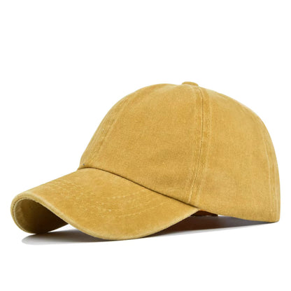 Mustard Yellow Denim Cap – Classic Adjustable Baseball Hat for Men & Women