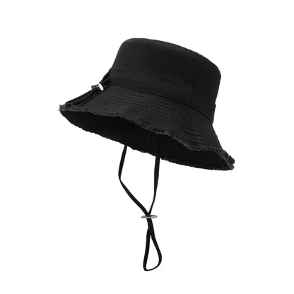 Black 100% Cotton Bucket Hat with Adjustable Strap