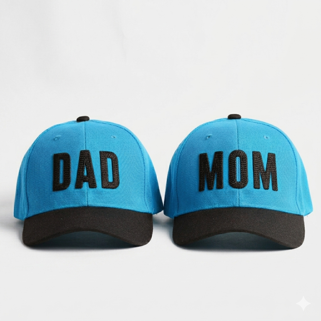 Dad Mom Caps Set | Multicolor Embroidered DAD MOM Hats Lebanon