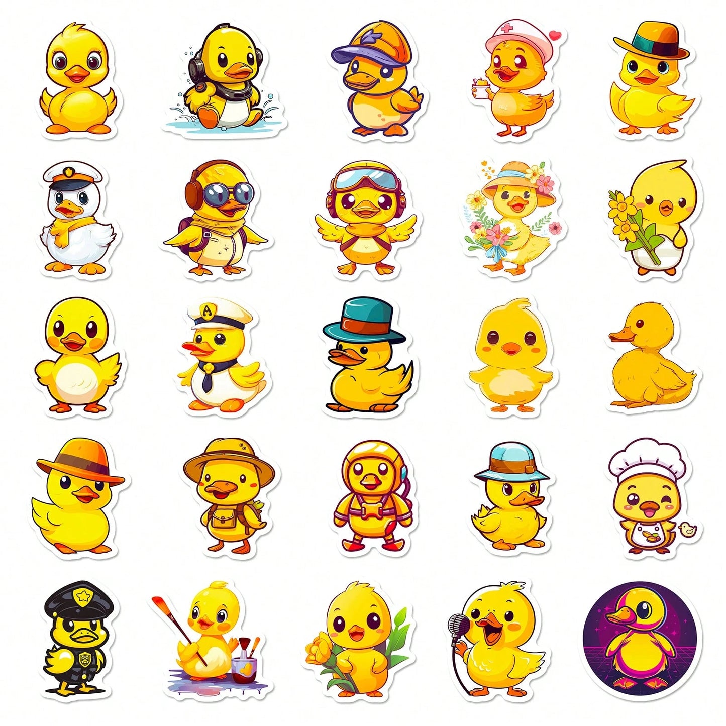50 Cute Duck Stickers Pack | Waterproof Cartoon Duck Decals for Laptops & Water Bottles | Lebanon