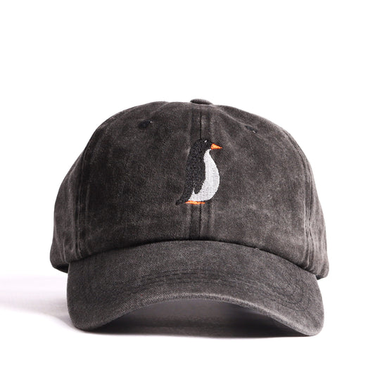 Embroidered Penguin Dad Cap – Stone-Washed Charcoal Cotton – Shop Online Lebanon