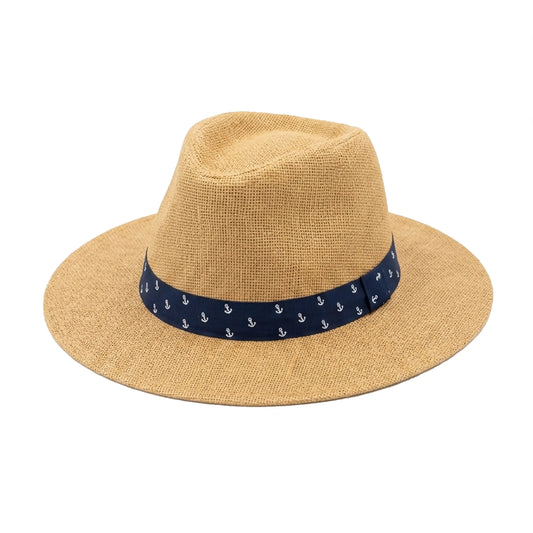 Unisex Anchor Embroidered Straw Beach Hat – Lebanon