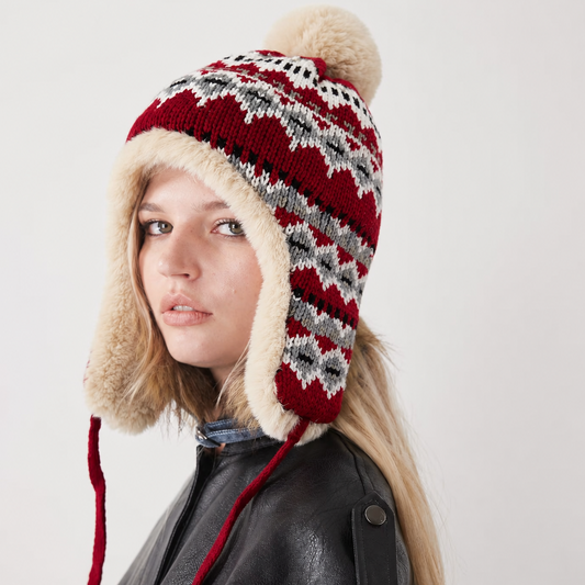 Warm Winter Trapper Hat with Faux Fur | Knitted Ear Flap Hat Lebanon