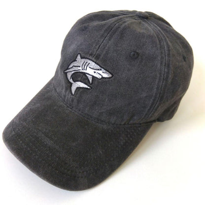 Handmade Shark Embroidered Washed Denim Baseball Cap