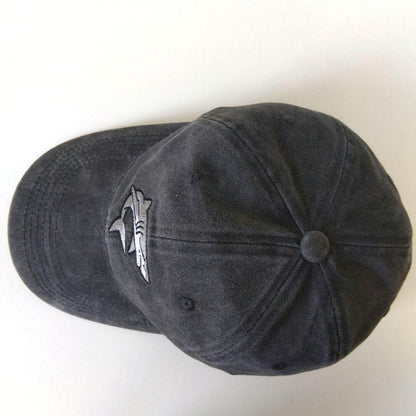 Handmade Shark Embroidered Washed Denim Baseball Cap