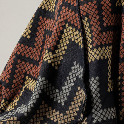 Midnight Ember Geometric Knit Poncho