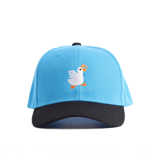 Happy Goose Embroidered Two-Tone Baseball Cap | Sky Blue & Black Animal Hat