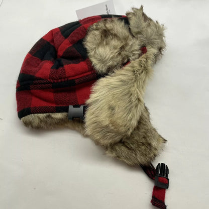 Goodfellow & Co Checkered Red & Black Faux Fur Trapper Hat
