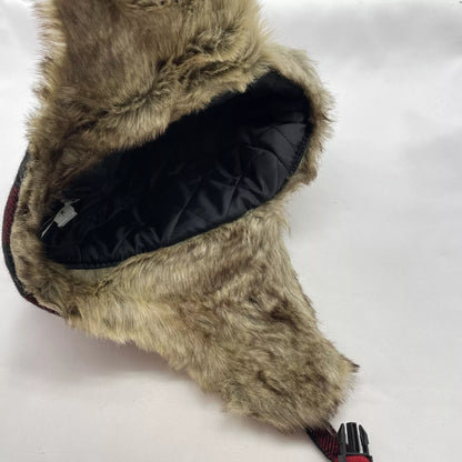 Goodfellow & Co Checkered Red & Black Faux Fur Trapper Hat