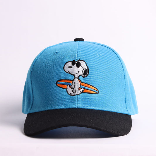 Snoopy Surfer Embroidered Snapback – Sky Blue/Black
