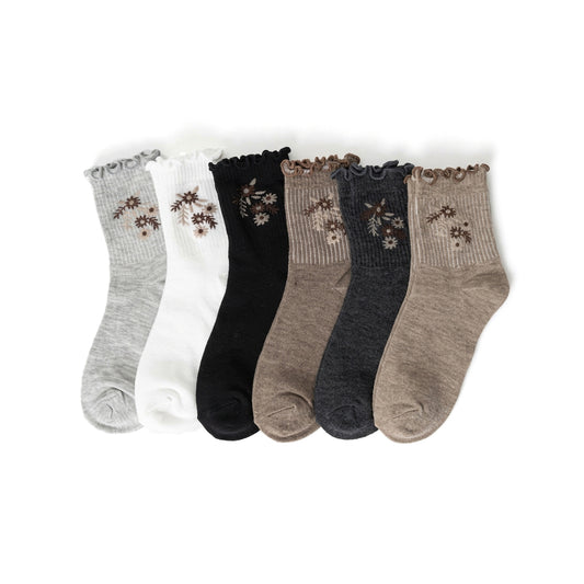 33-37EU | 6 Pairs Floral print Socks Set For Women